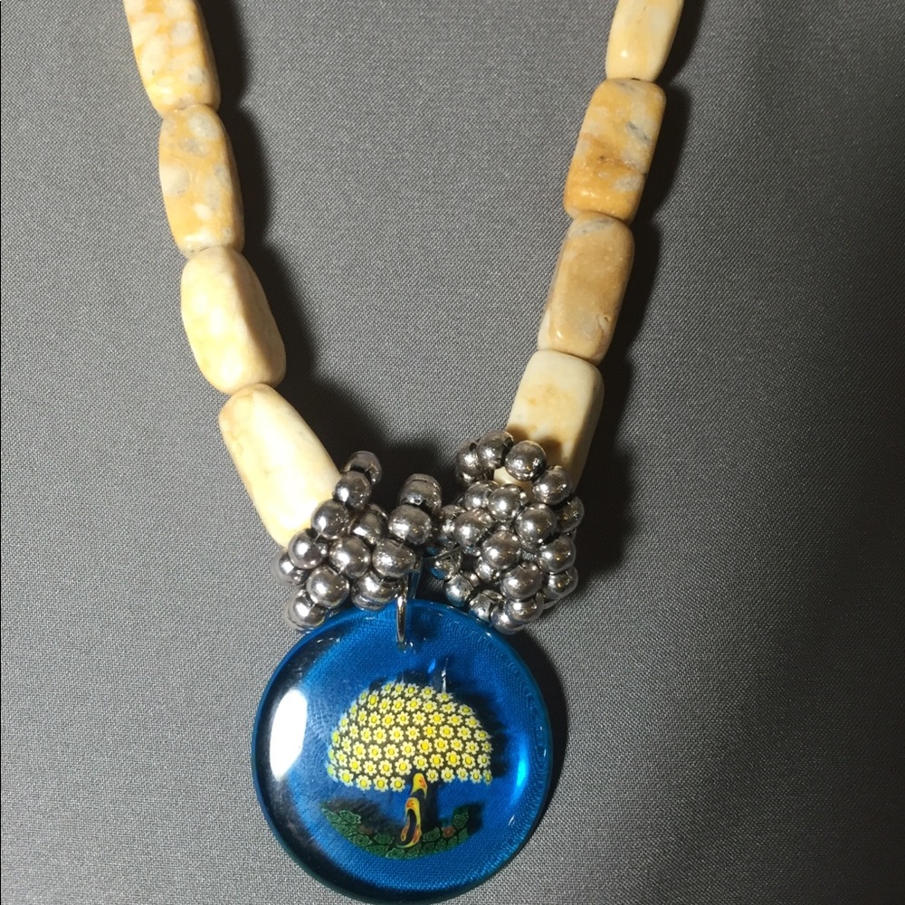 Handmade one of a kind boho Beaded necklace!